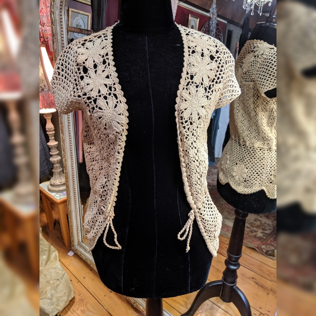 Nwt - Miller Girl Sparkling Gold Crocheted Vest